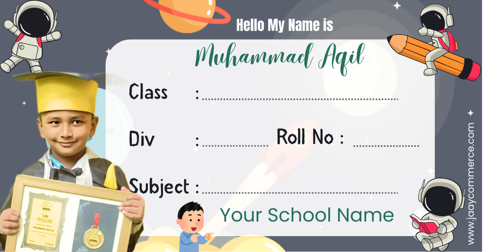 30 pcs Customised Name Slip Stickers with Your Kids Photo & 20 pcs Personalised Name Slip | School Labels for Notebooks. Non Tearable Stickers (Copy) (Copy)