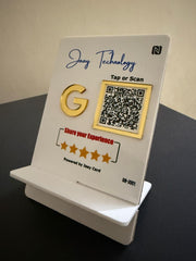 Stylish NFC review stand - 6 x 4 inches - Black & White color detachable stand | UV printed