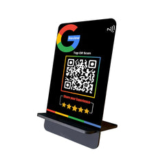 Stylish NFC review stand - 6 x 4 inches - Black color | UV printed