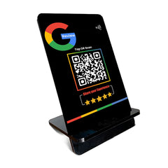 Stylish NFC review stand - 6 x 4 inches - Black color | UV printed