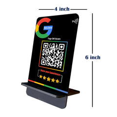 Stylish NFC review stand - 6 x 4 inches - Black color | UV printed
